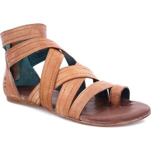 ROAN Royalty Pecan Leather Gladiator Sandals Ankle Strap Toe Loop Brown Womens 8